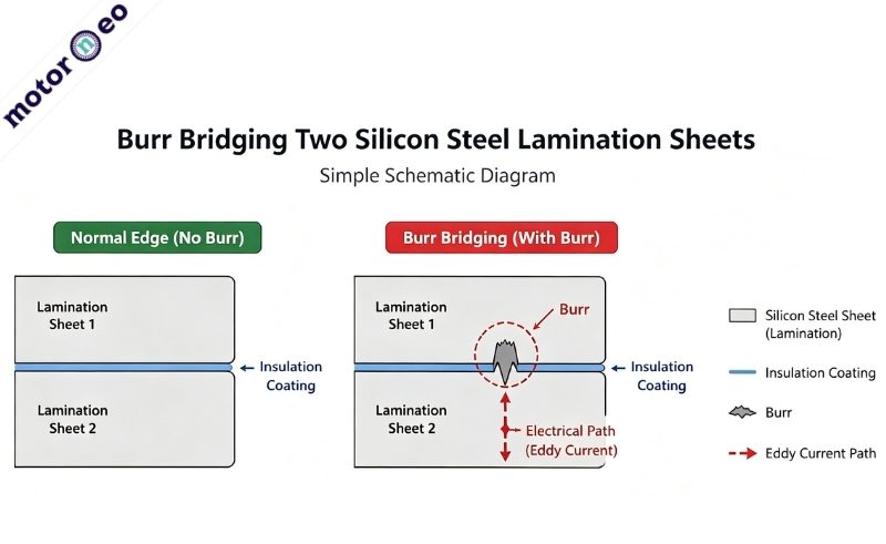 Burr Bridging Two Silicon Steel Lamination Sheets