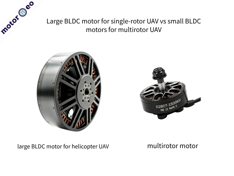 Large BLDC motor for single-rotor UAV vs small BLDC motors for multirotor UAV